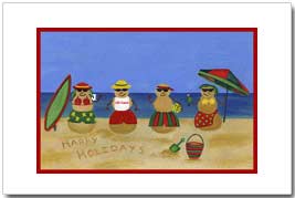 hoiday beach sandmen beach figures happy holidays card