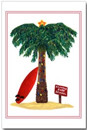 santa's surf school holiday card