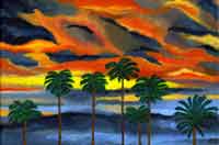 palm trees at sunset card 