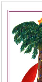 palm tree with surf board holiday card