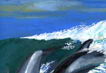 dolphins surfing artistic print